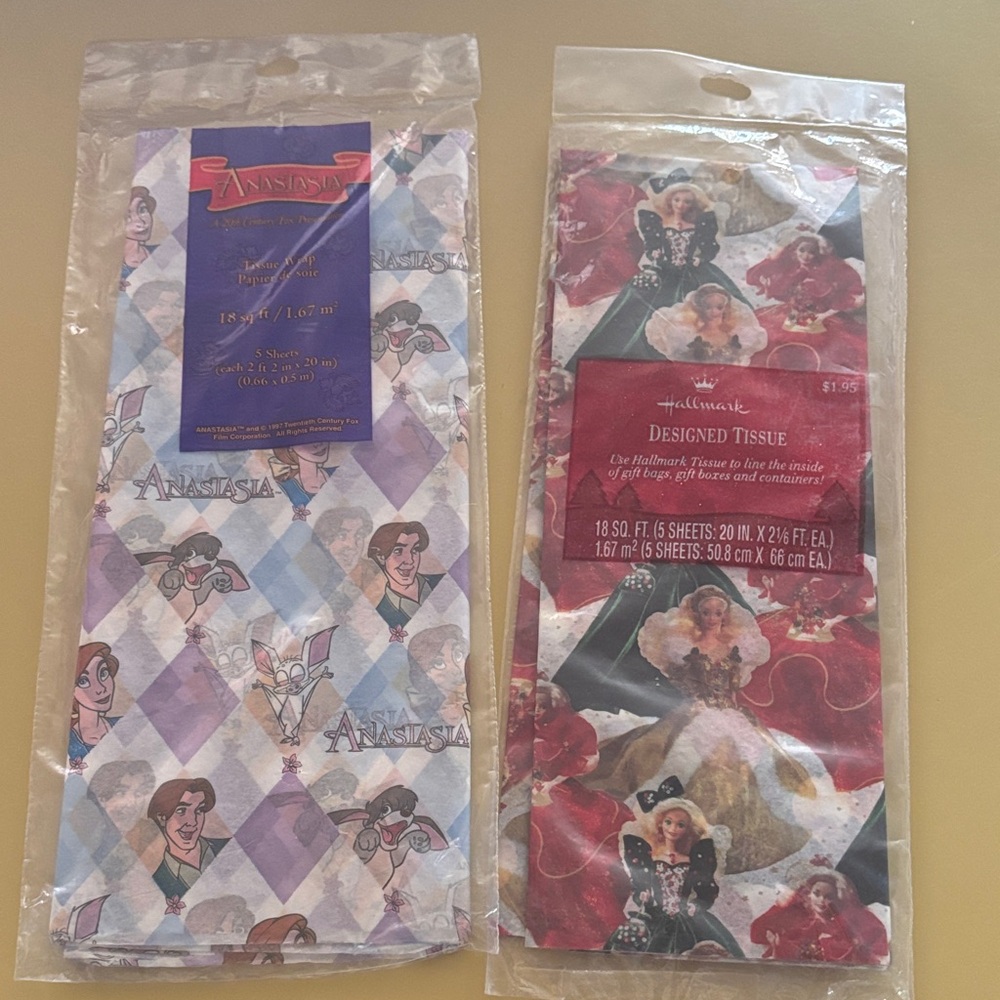 Vintage Hallmark Barbie &  Anastasia Themed Tissue Paper